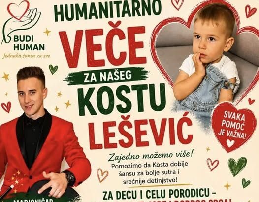Humanitarno veče za Kostu Leševića: Sportski centar Rudovci večeras domaćin manifestacije za malog dečaka