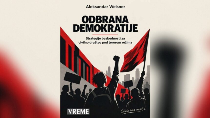 Naslovna strana publikacije „Odbrana demokratije“ – Vreme Škola bez nasilja